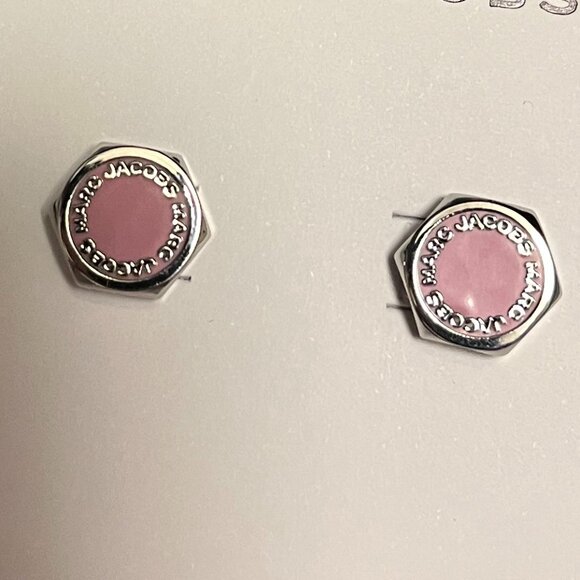 NEW Marc Jabobs Stud Silver/Pink Earrings w/ Dustbag - Picture 3 of 3
